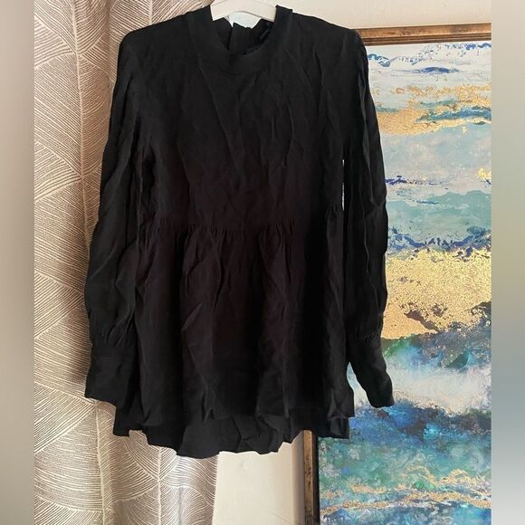 All saints black long sleeve blouse size small - Picture 1 of 10